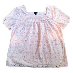 Talbots Peach Eyelet Blouse Sz XL Petite